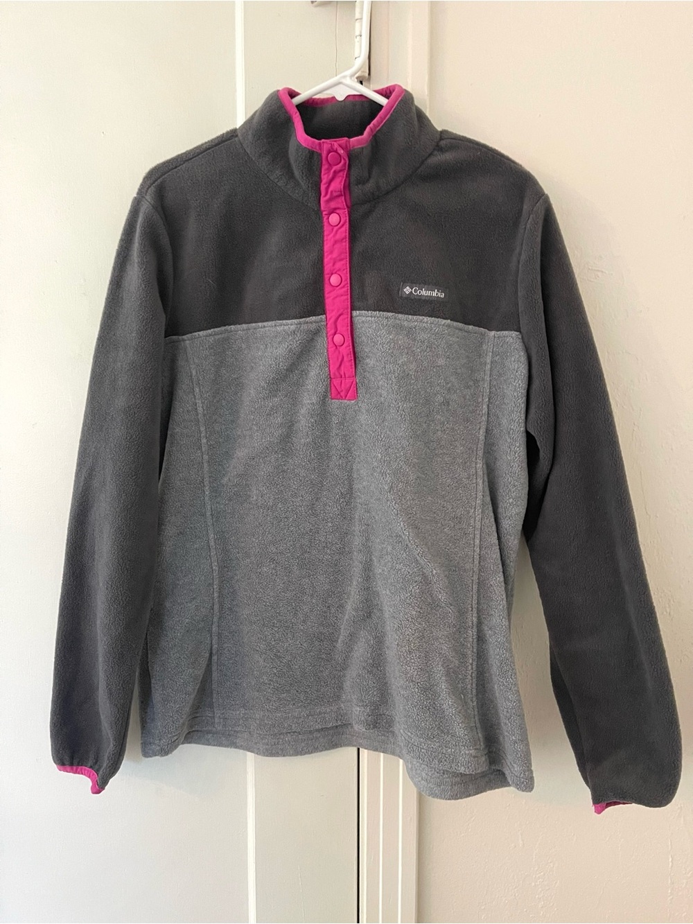 Columbia Gray Fleece Pullover with Pink Trim